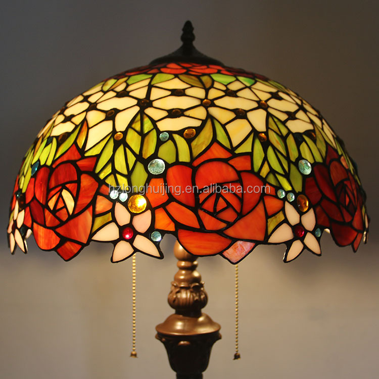 LongHuiJing 16inch Tiffany blue Mediterranean Stained Glass floor lamp E27 Home Parlor Dining bed Room standing lamps