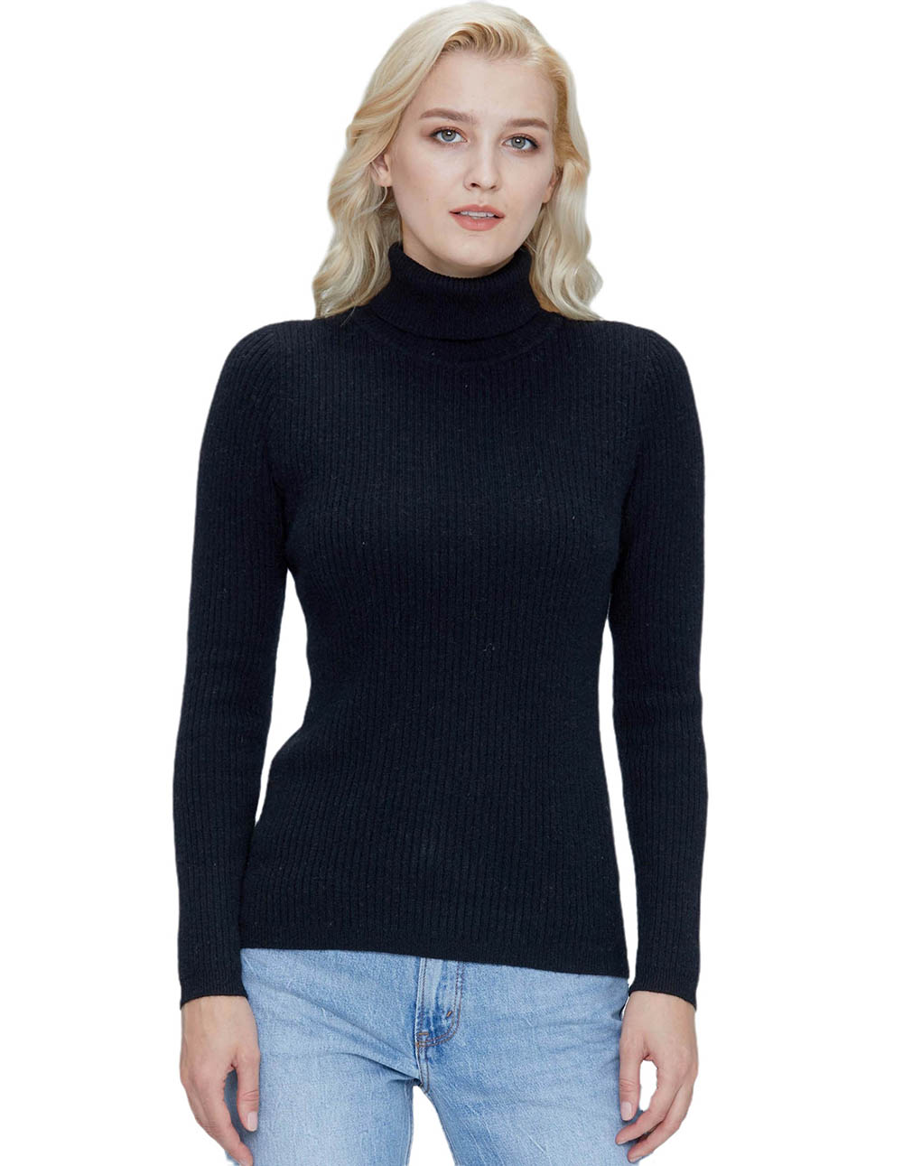 Winter 100% Merino Wool Ladies Women Knit Sweaters Pullover Turtleneck Jumper Slim Crops