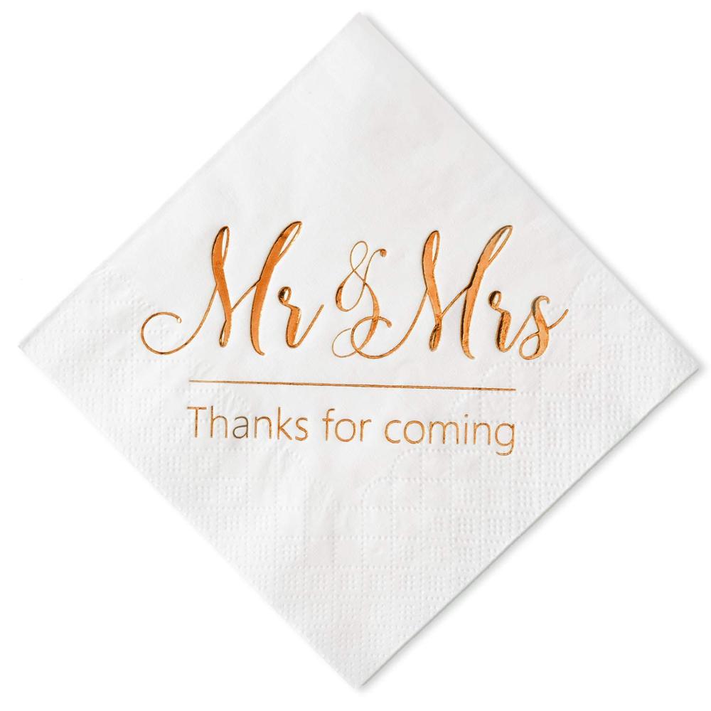 Свадебные салфетки Mr и Mrs, розовые золотые Коктейльные салфетки с напитками, десертные салфетки для украшения свадебного стола, товары для помолвки и вечеринки