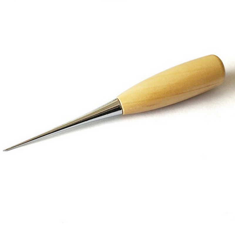 Professional Cloth Awl Sewing Tool Hole Punching Leather Wood Handle Awl Craft Stitching Leather Tools