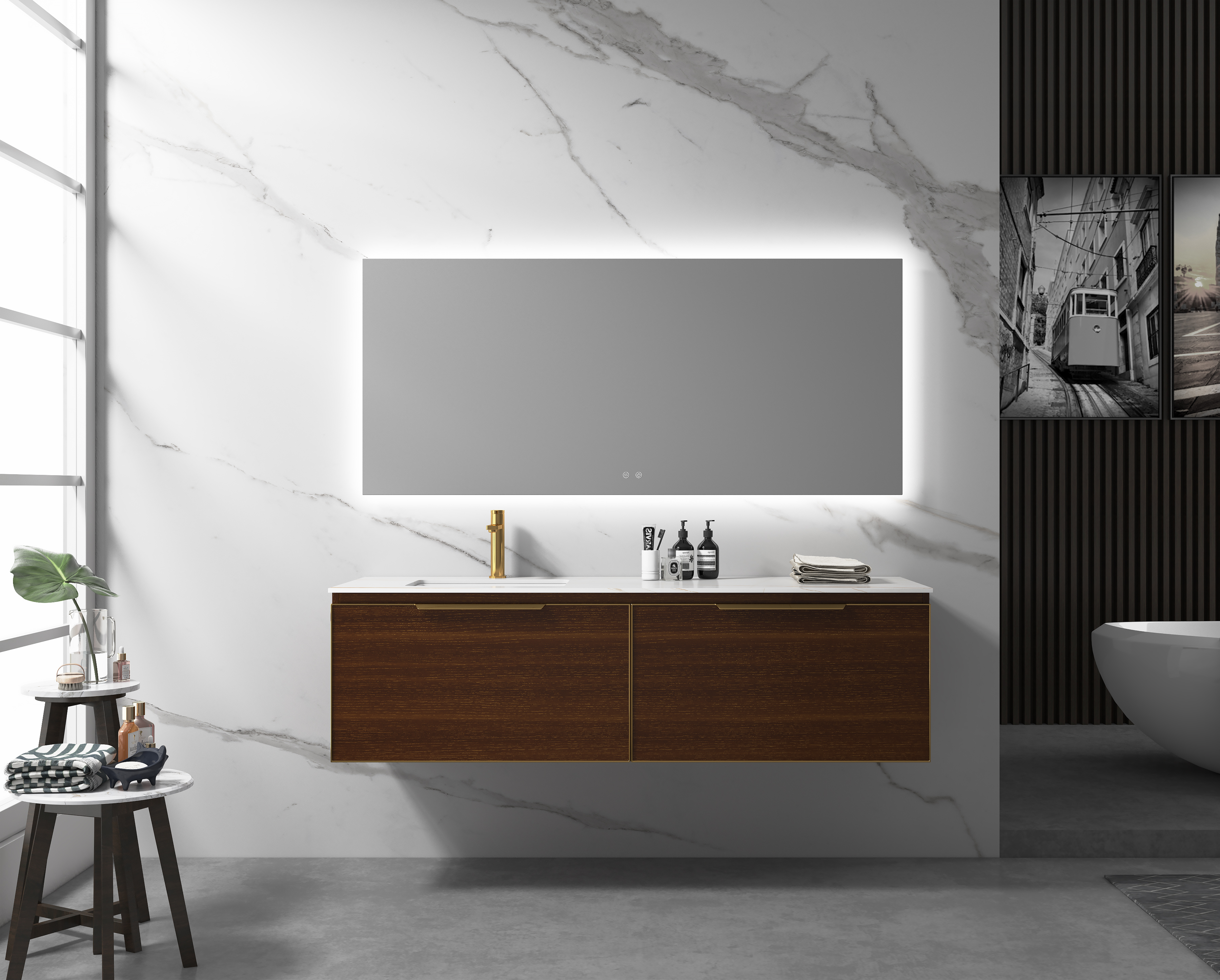 62 Inch Modern popular large size high quality bathroom cabinet vanity AJ3016