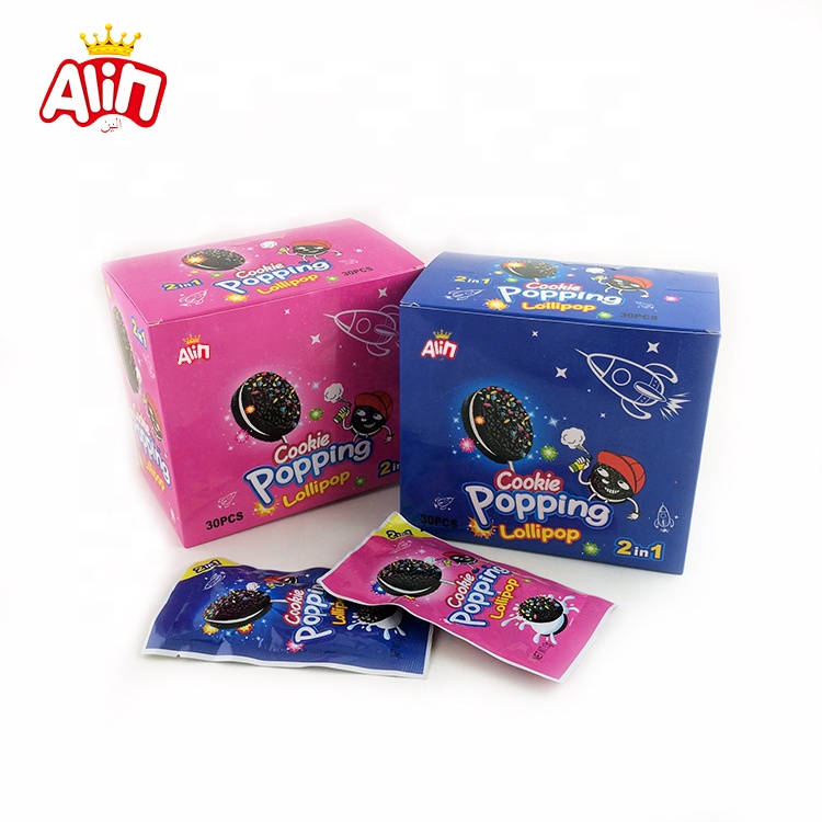 Новый 2 в 1 фруктовый вкус креативные Твердые конфеты сэндвич печенья popping леденец