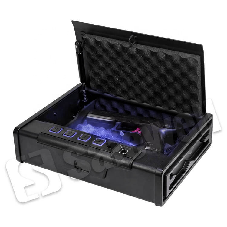 Quick Access 2 Pistol Safe Fingerprint Handgun Biometric Gun Safe for Pistols Lock Keypad Smart Pistol Safe Gun