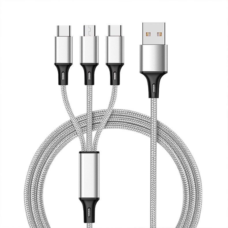 WIK-YD производство Mulit нейлоновая оплетка 3 в 1 быстрая зарядка Micro Type C Usb кабель для Iphone