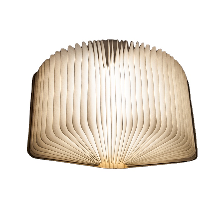 Wooden 5V USB Rechargeable Magnetic Foldable Desk Table Lamp Home Decoration 3D Creative LED Book Night Light