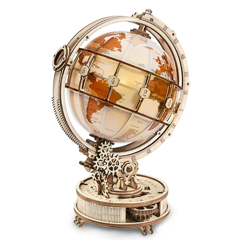 Robotime-Wooden Jigsaw Puzzle, Luminous Globe, 3D DIY Handmade Assembled, Wood Craft ST003