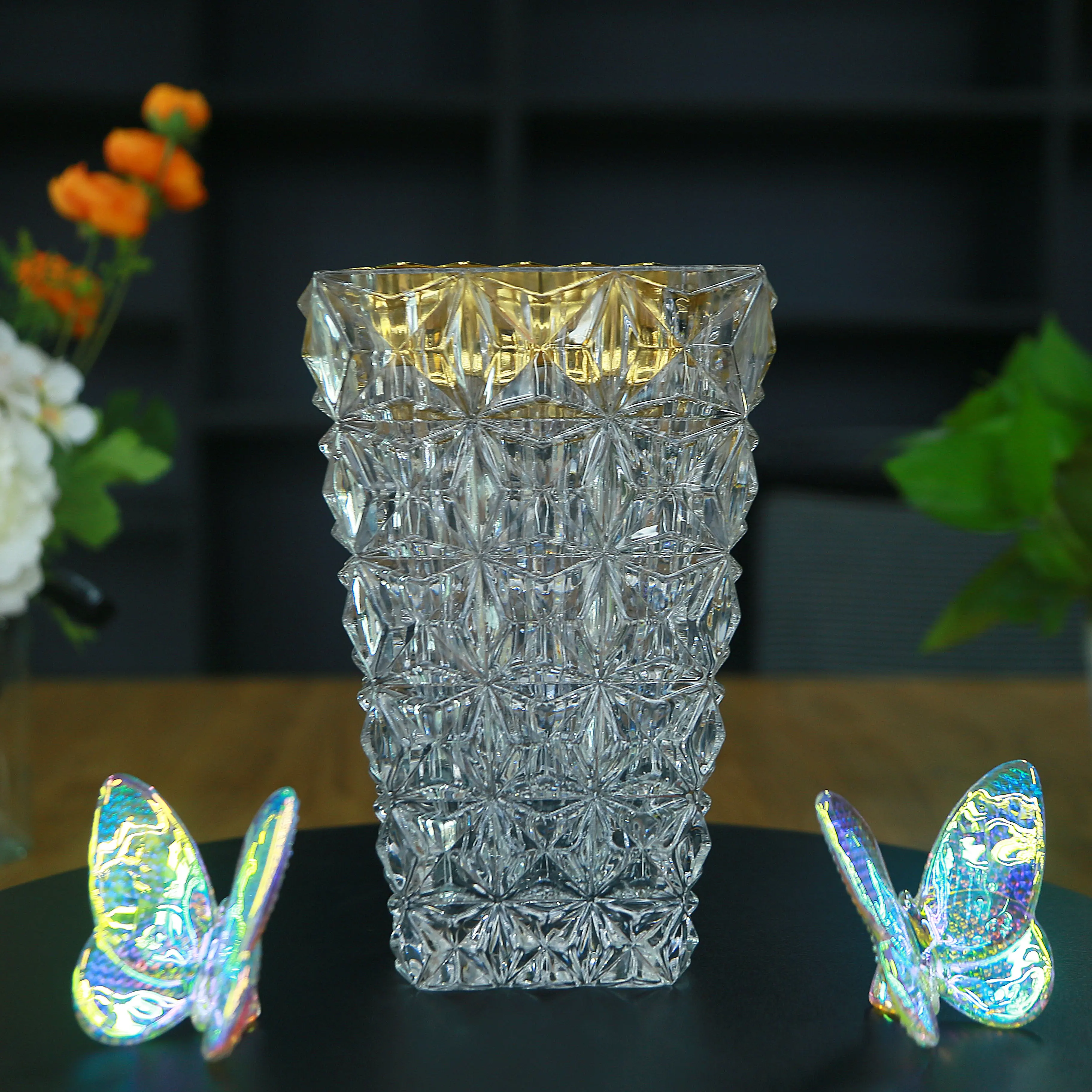 Luxury Style Middle Size Crystal Vase Bakhoor Incense Burner For Home Decor Wedding Party Ornament