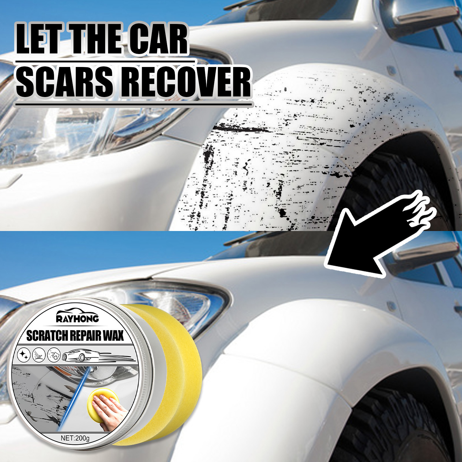Rayhong Natural Polishing Car Wax Multi-Purpose Surface Care Repair Gel for Car Body and Scratch Repair Premium Car Wax