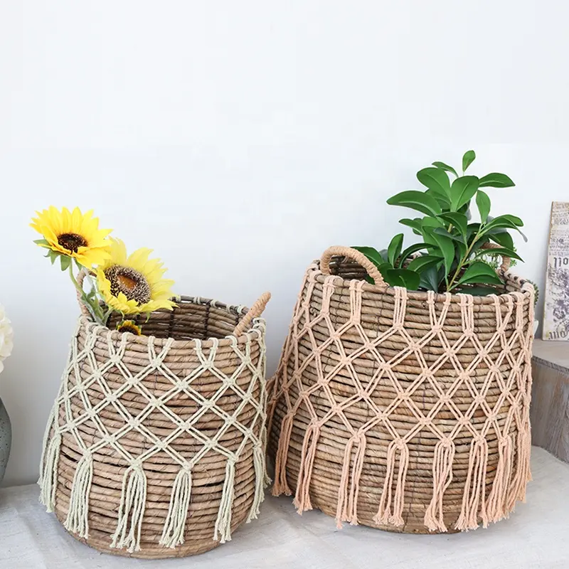 Baskets Manufacturer Made In China Macrame Boho Cotton Basket Storage For Decoration Home Living Room