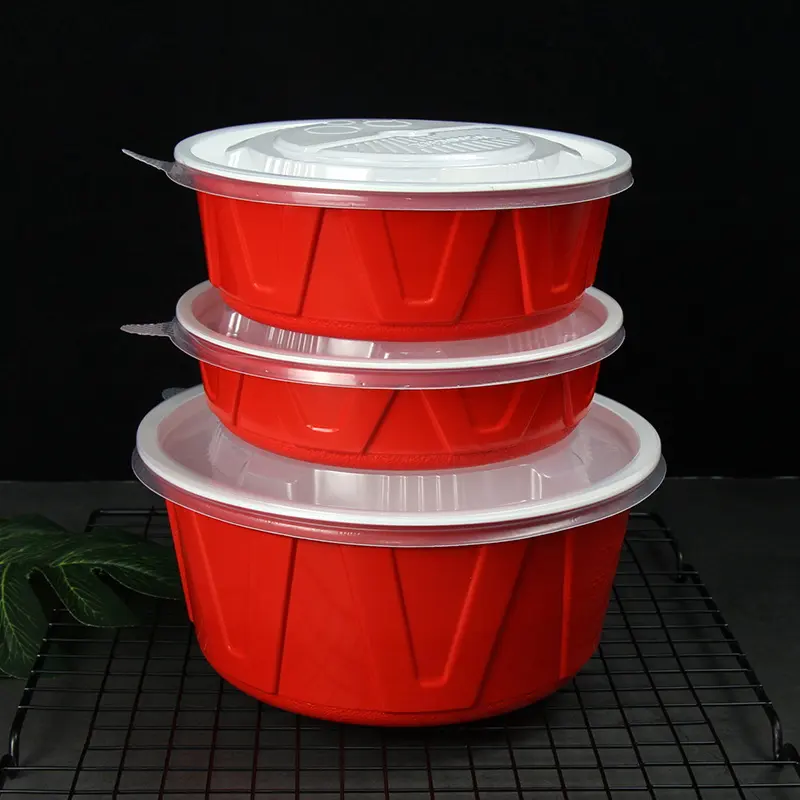 large cheap wholesale red color round 7 inch pp plastic bowl disposable