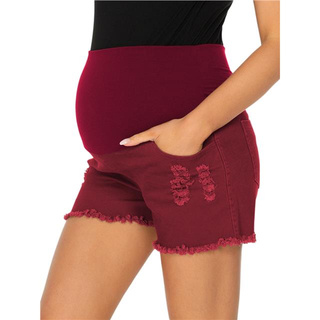 2021 New Design Elastic Waist Casual Maternity Woven Shorts For Summer