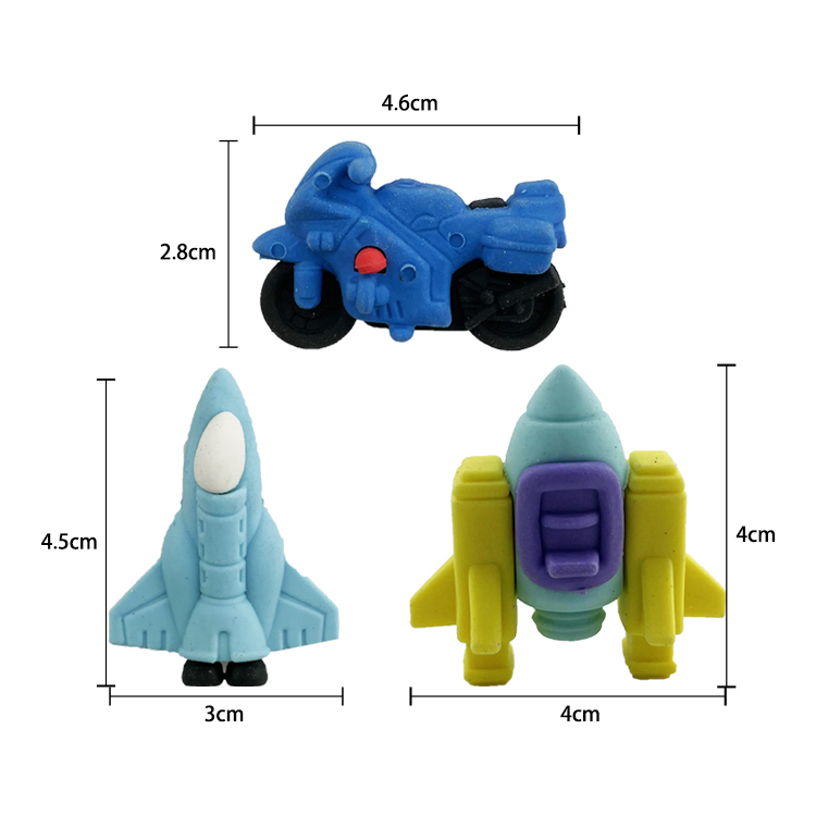 air plane pencil eraser customized shape colorfule 3D TPR eraser for pencil School student stationery gift plane shape eraser