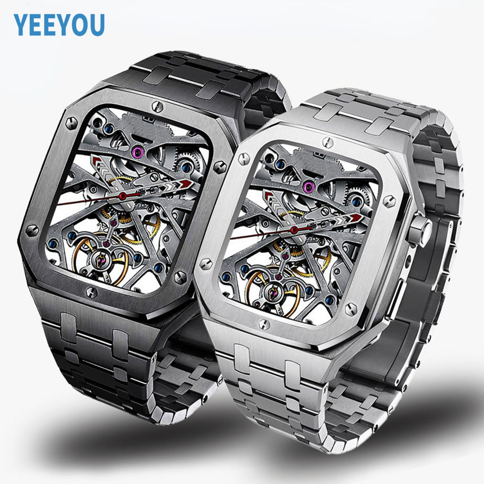 Роскошный корпус для смарт-часов YEEYOU из нержавеющей стали для Apple Watch Ultra Series 8 7