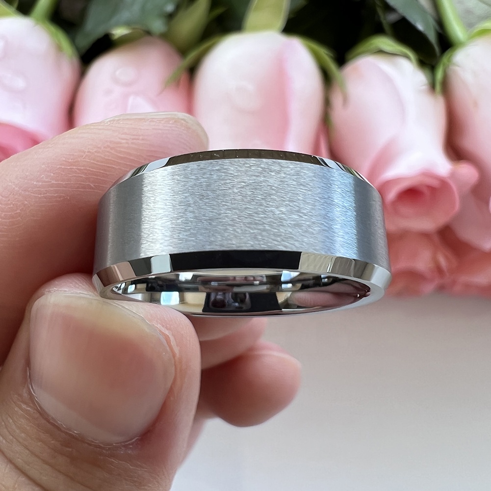 Coolstyle Jewelry 8mm Wholesale Beveled Matte Finish Fashion Engagement Wedding Band Tungsten Carbide Ring for Women Men