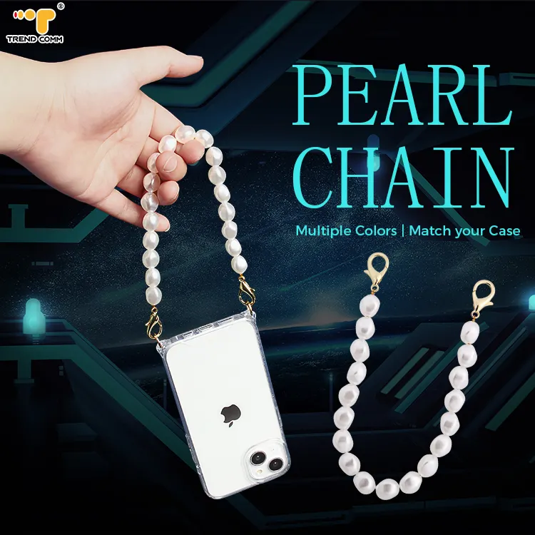 Drop Hanging Pearl Mobile Phone Chain Bracelet For iPhone Phone Cover Pearl Chain Phone Strap