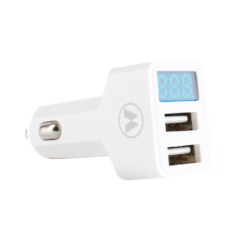 Car charger with LED display for fast charging suitable for mobile phones