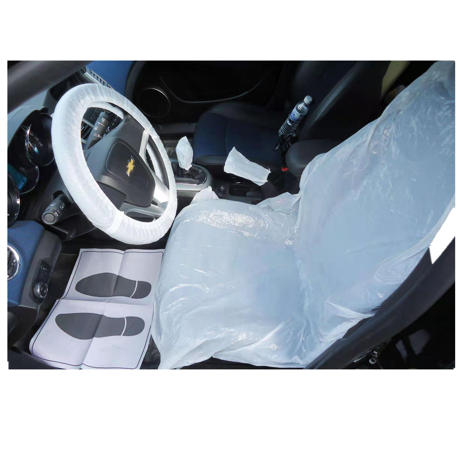 Оптовый Поставщик прозрачных белых чехлов 5 в 1 из LDPE прозрачного пластика для автомобильных одноразовых чехлов для автомобилей чехол для рулевого колеса