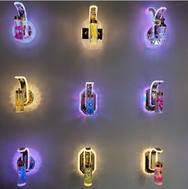 Acrylic PMMA real flower decoration wall lamp crystal transparent colorful ture flower wall lamp led light decoration wall light