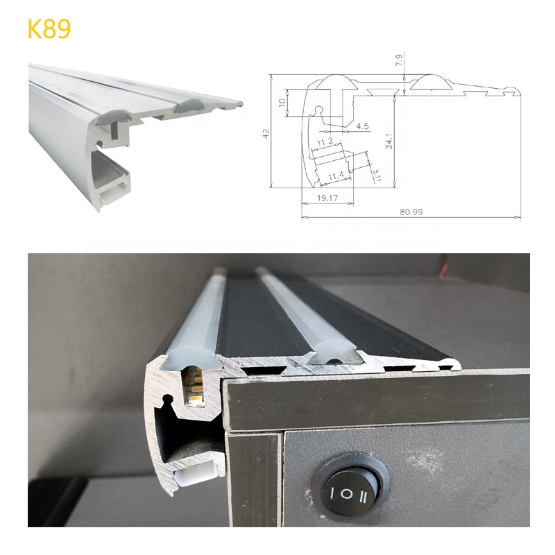 81*42mm Step Stair nosing light up down extrusion led stair aluminum profile