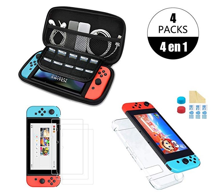 Чехол 4 в 1 для Nintendo Switch, сумка для хранения, дорожная сумка, прозрачная крышка, чехол, ручки из закаленного стекла