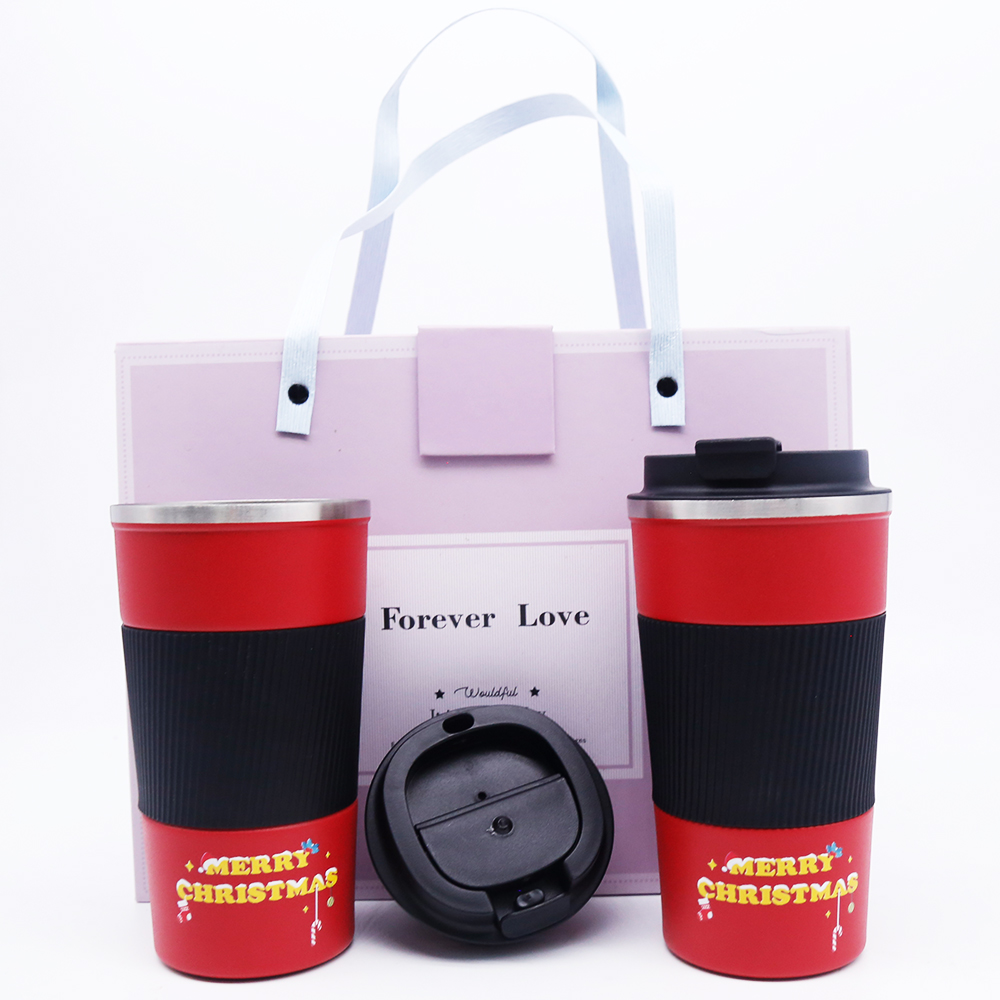 christmas tumbler package gift box personalized 12oz Vacuum travel thermal insulated coffee mug cup gift set with silicone lid