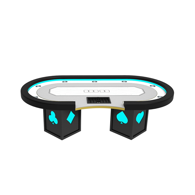 YH 96inch Luxury LED Lighting Gambling Table Rectangle Legs Texas Poker Table
