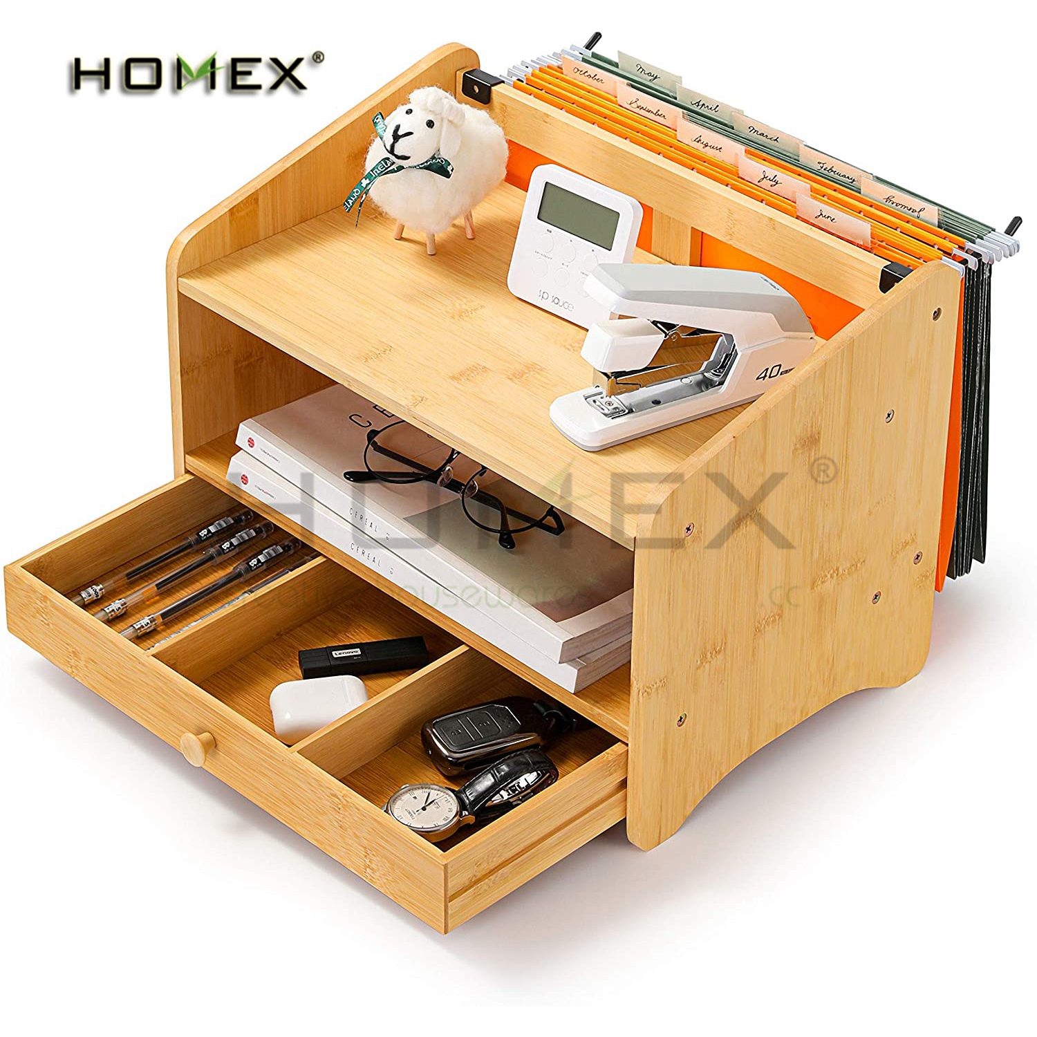 Bamboo Desk Organizer, Desktop Storage, Documents & Office Supplies/Homex_BSCI Factory