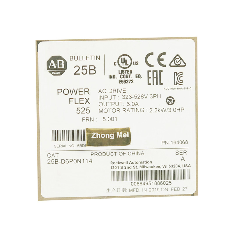 Преобразователь частоты AB PowerFlex 525 25B-D6P0N114 Allen Bradley