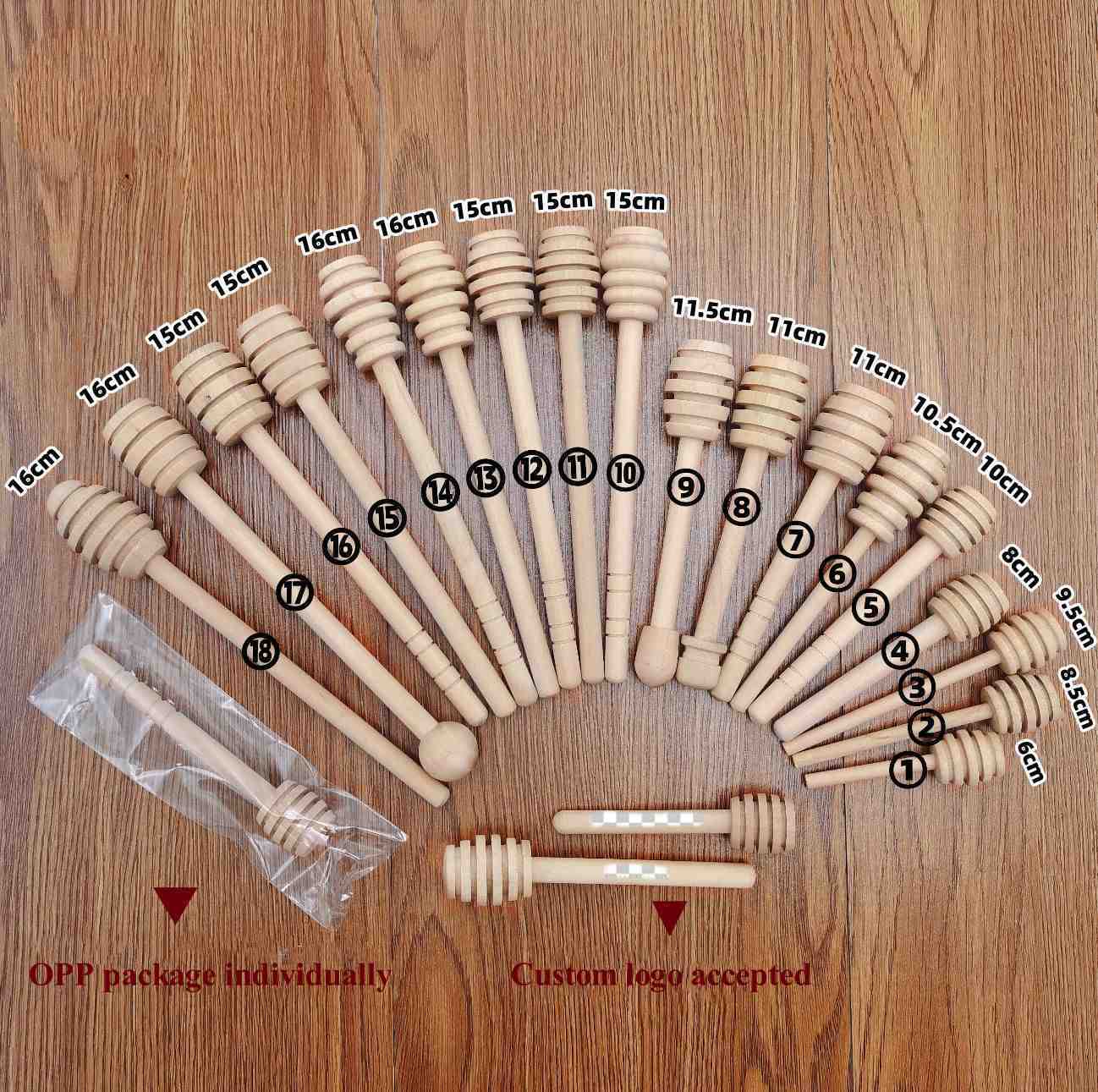 Cheap Factory Directly Selling Natural Custom Wooden Honey Spoon Engraved Logo Honey Stick for Honey Dip Desserts