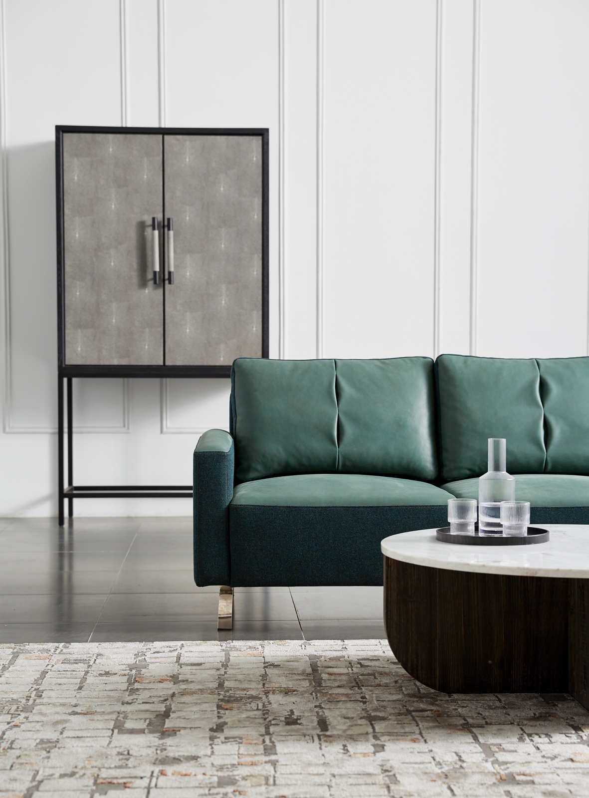 Shagreen винный шкаф из искусственной кожи, античный золотой Латунный металлический шкаф для хранения вина