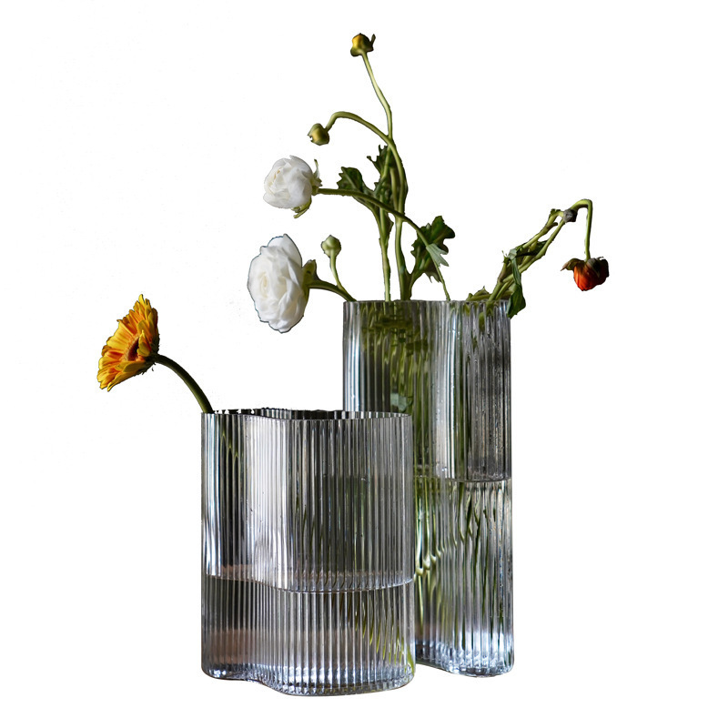 Missc Accordion Design Art Glassware Handblown Colorful Hydroponic Vase for Home Office Decoration