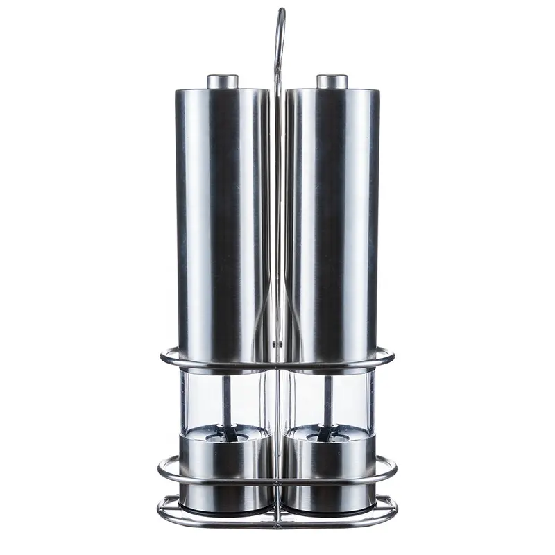 Wholesale battery-powered adjustable ceramic stainless steel mill electric black pepper grinder sea salt grinder set