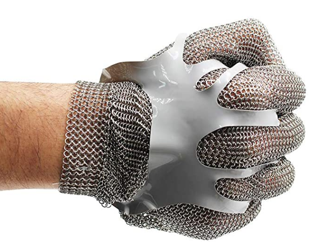 BSP safety level 9 cutting machine metal ring chain mail food grade butcher protective metal mesh stainless steel gloves