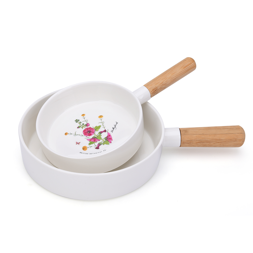 Green floral ceramic frying pans nonstick saucer pan