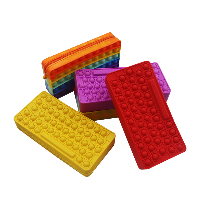 Large Popits Pencil Case Simples Sensory Silicone Bubble Stationery Storage Bag For Children Stress Relieving Pop Its Fidget Toy