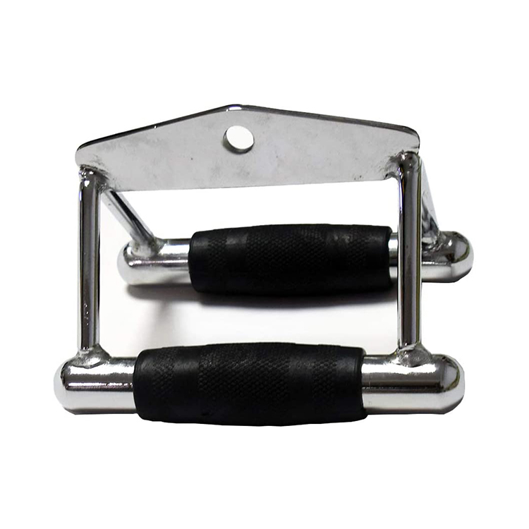 Heavy Duty Cable Attachment Handles Steel Double D Row Rubber Handles Solid Rowing Handle Grips Lat Pulldown handgrip