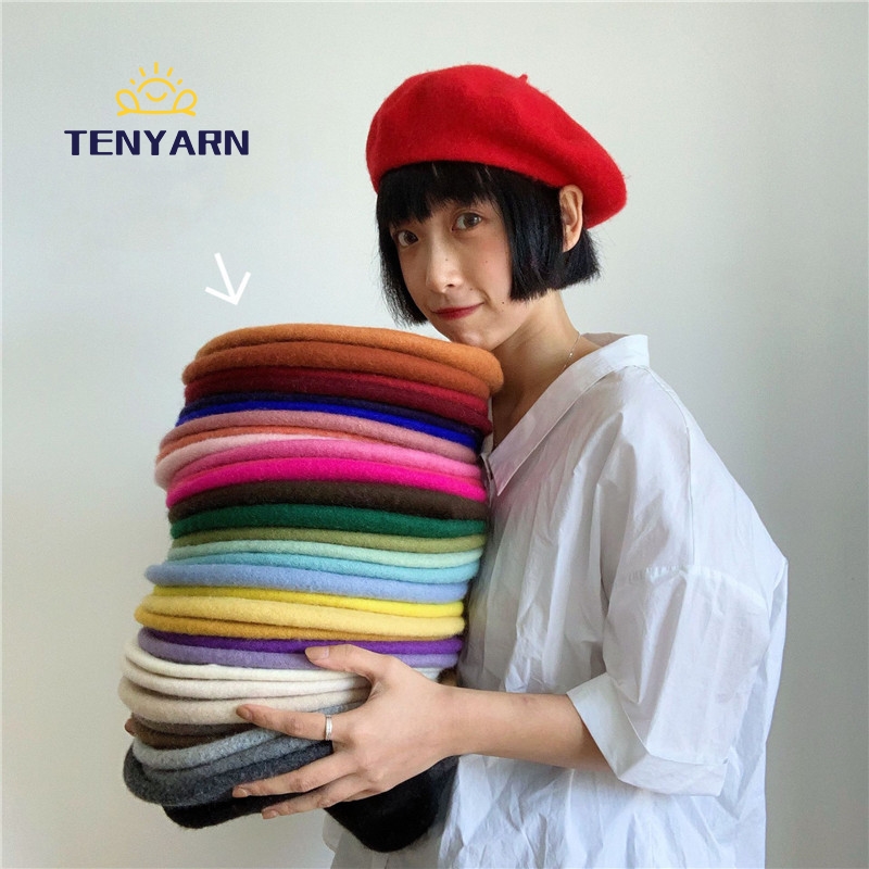 Tenyarn 2023 многоцветные шерстяные береты с индивидуальным логотипом, берет для женщин, Китай, оптовая продажа