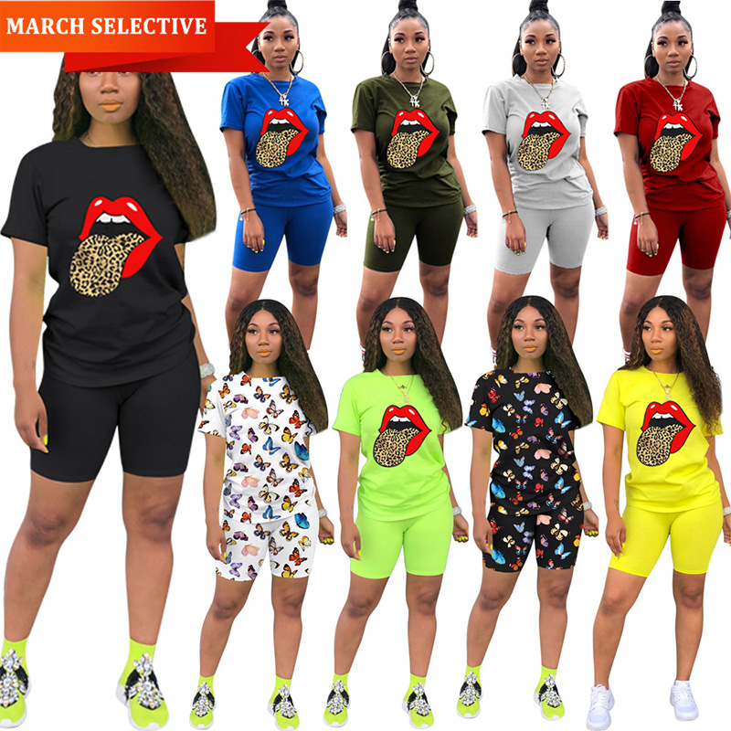 SET2126 2021 Spring&Summer Short Sleeveless Printed Women Set Two Piece Pants Set Two Piece Short Set Women Clothing