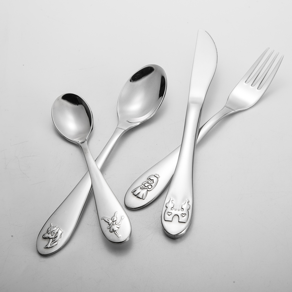 Ideal for Home and Preschools Princess Pattern Metal Kids Cutlery Set Stainless Steel Kids Silverware Set Toddler Flatware Sets