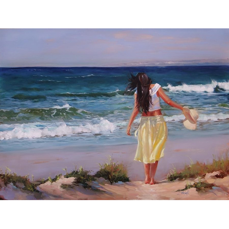 Vanpei Безрамная 30x40 см Женская пляжная краска по номеру для детей
