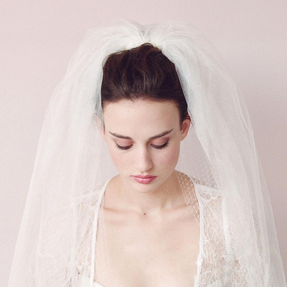 Simple Short Tulle White Wedding Veils Cheap 2021 Ivory Bridal Veil for Bride for Mariage Wedding
