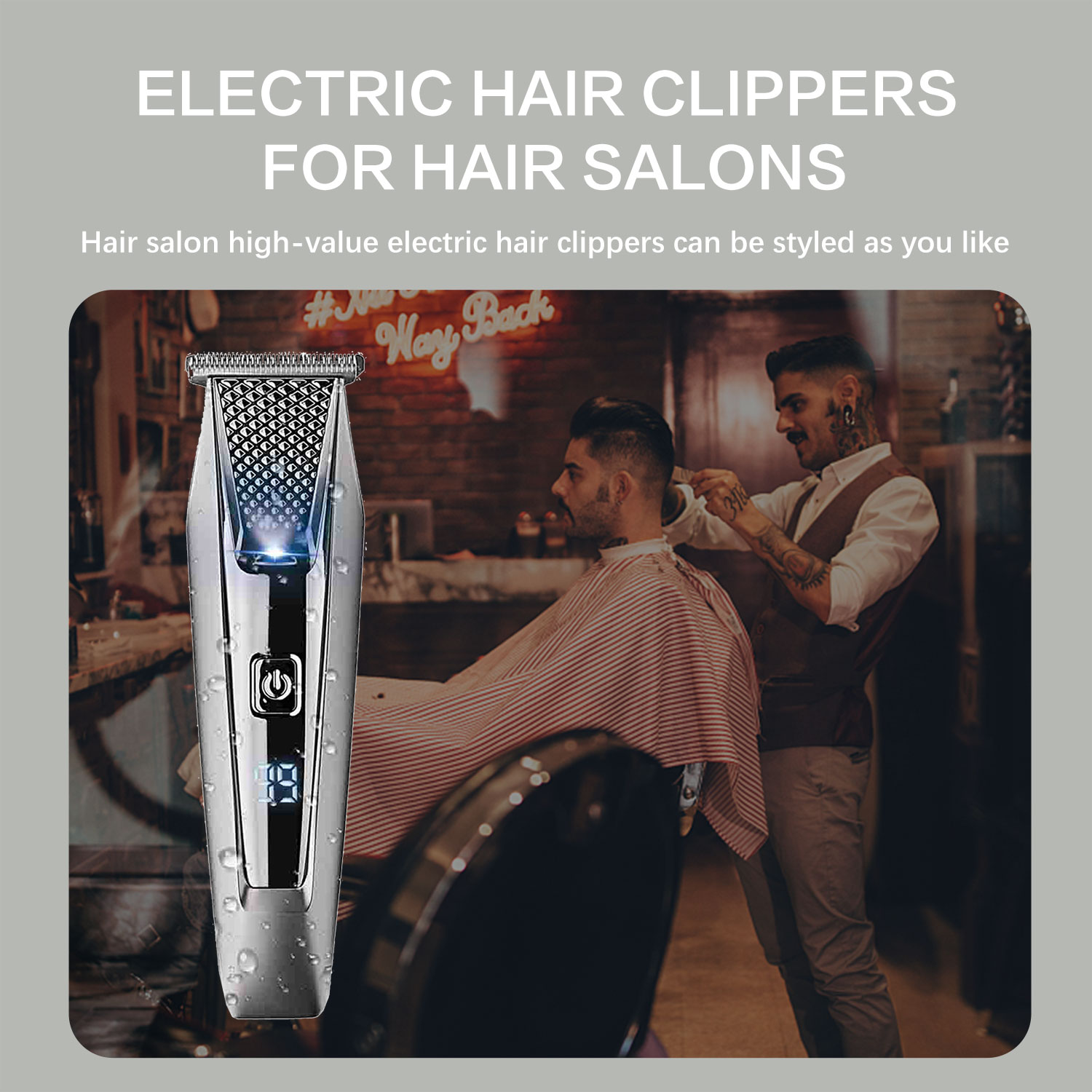 SKERTS Best IPX6 Newest Barber Shop Electric Clippers Blue Light Waterproof Hair Cutting Machine Men Rechargeable Hair Trimmer