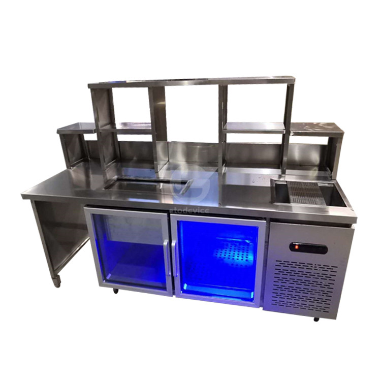 Food grade stainless working table bubble tea service counter with fully personal customization and unique design for sale