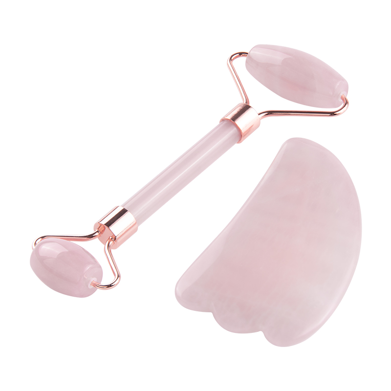 Face Massage Jade Roller Rose Quartz Natural Stone Crystal Health Set Gua Sha Natural Jade Roller And Gua Sha Set