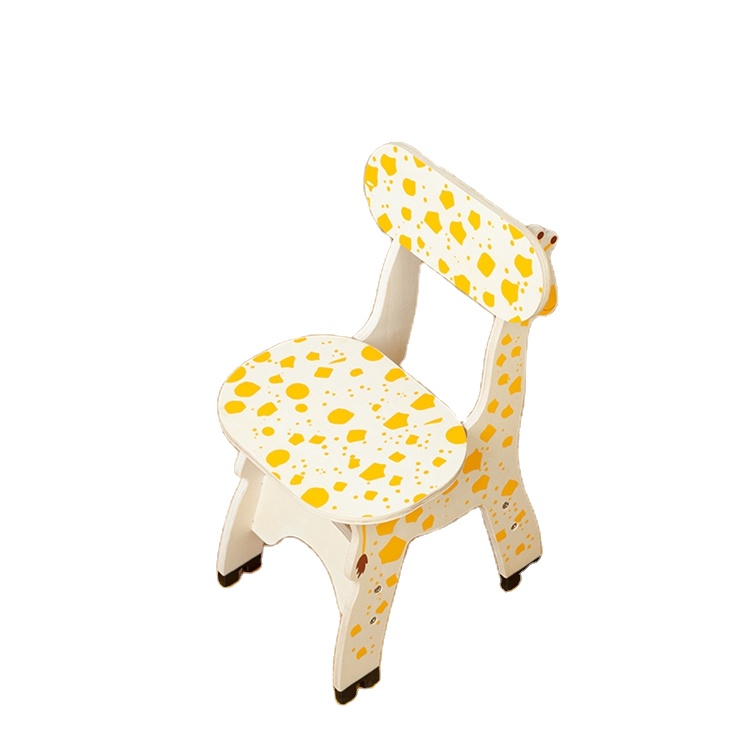 Boys and girls children solid cartoon giraffe puzzle wooden giraffe stool chair toy