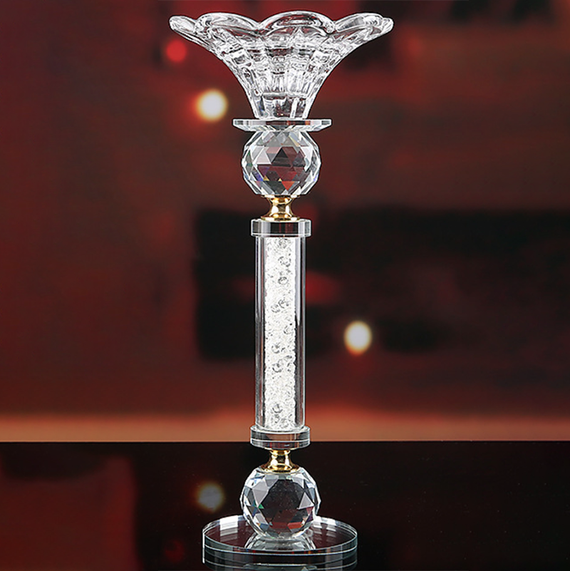 heavy solid crystal glass tealight candle holder