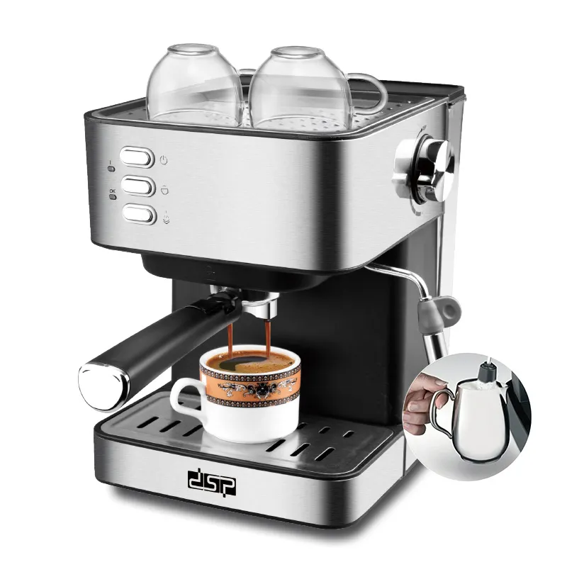 Home Office Coffee Maker 1.6L Semi-Automatic Steam Wand Milk Froth Machine Integrated Small Espresso Coffee Machine