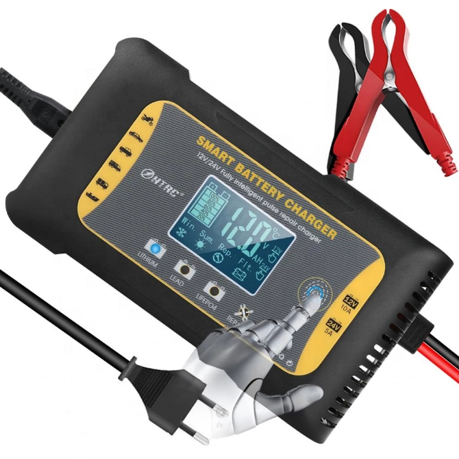 12V/24V 10A 7 этапов автоматической зарядки для литий LiFePO4 AGM гель свинцово-кислотная батарея ремонт зарядное устройство HTRC зарядное устройство для автомобильного аккумулятора