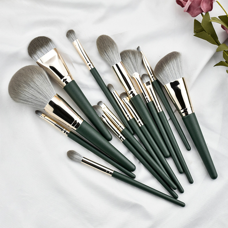 14 шт. Brochas De Maquillaje Kabuki кисти Китай изготовленным на заказ логосом, плетеный абажур из натурального дерева ручка набор кистей для макияжа