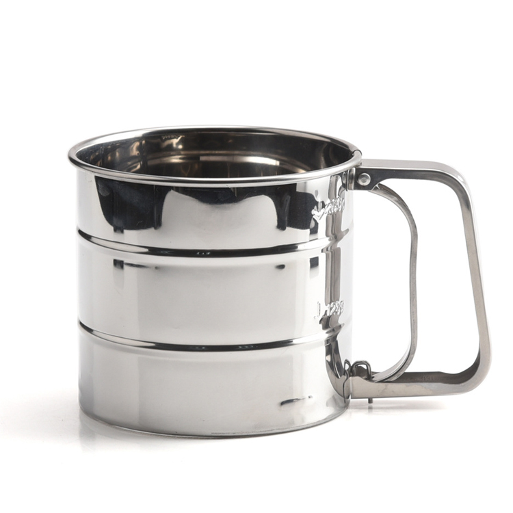 Stainless steel hand-held flour cocoa powder coffee powder sieve semi-automatic hand-held semi-brake flour sieve